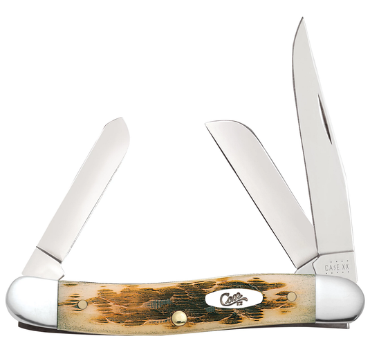 Case Amber Bone SS Peach Seed Jig Medium Stockman (00042)