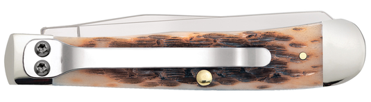 Case Amber Bone Peach Seed Jig Trapper w/ Pocket Clip (06540)