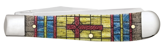 Case Smooth Natural Bone Stained Glass Cross Trapper (38713)