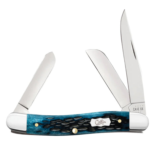Case Pocket Worn® Peach Seed Jig Mediterranean Blue Bone Medium Stockman (51851)