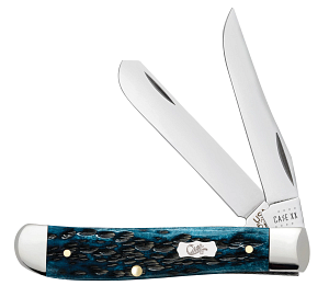 Case Pocket Worn® Peach Seed Jig Mediterranean Blue Bone Mini Trapper (51852)