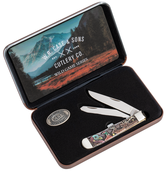 Case Wild Game Series Gift Set Embellished Smooth Natural Bone Trapper (60585)