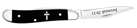 Case Smooth Black Synthetic with Cross Embellishment Peanut, Jeremiah 29:11 (60866)