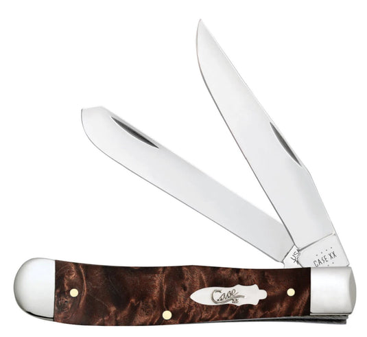 Case Smooth Brown Maple Burl Wood Trapper (64060) - DISCONTINUED