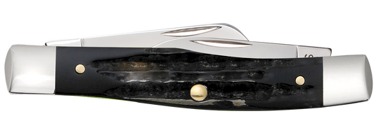 Case Black Jigged Buffalo Horn Medium Stockman (65012)