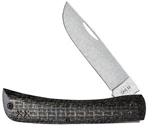 Case Crossroads Black Burlap Laminate Sod Buster® Jr with Dayglow G10, S35VN (66382)
