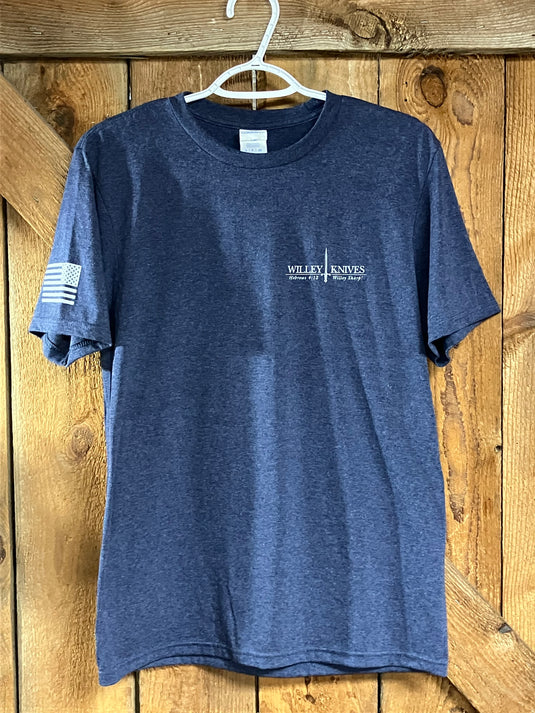 Willey Knives Eagle Logo Short Sleeve T-Shirt, Heather Navy
