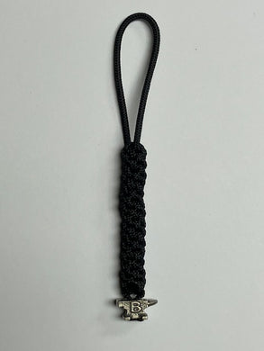 Anchor's Knot 275 Paracord Spiral Knot Lanyard, Black w/ Buck Anvil Bead