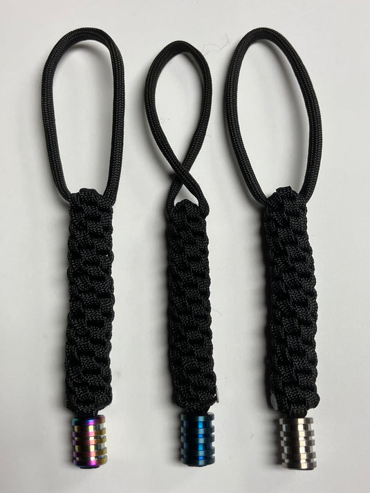Anchor's Knot Black 550 Paracord Spiral Knot Lanyard with Titanium Bead