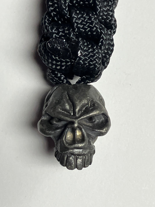 Anchor's Knot 550 Paracord Spiral Knot Lanyard with Emerson Skull Bead, Black (AKBESB)