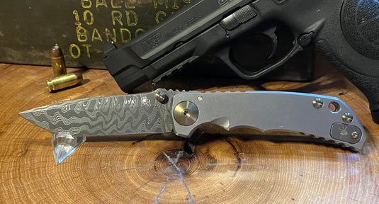 Spartan Blades Elite Harsey Folder Custom, Chad Nichols Damascus, Bronze Ano Hardware (SF5-CNBZHW)