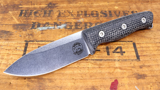 White River Ursus Cub, Black Burlap Micarta, Magnacut (WRUR35-BBL)