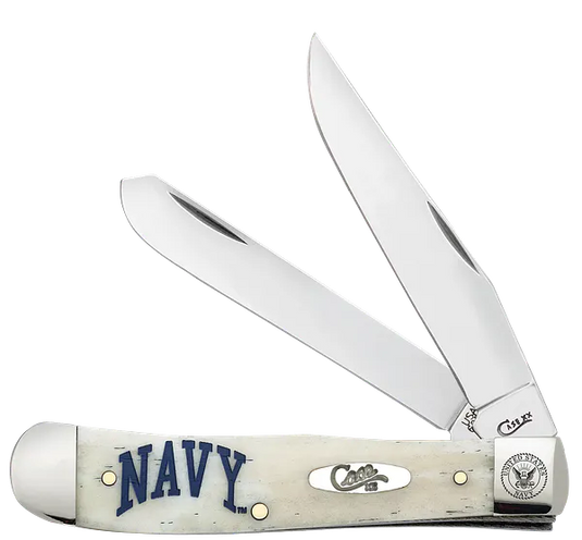 Case U.S. Navy® Smooth Natural Bone Trapper, Embellished Bolster (22553)