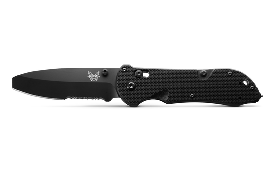 Benchmade Triage® AXIS Lock Black G10 Opposing Bevel w/ Rescue Hook Serrated (916SBK)