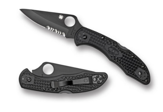 Spyderco Delica 4 Lightweight Black Blade Partially Serrated (C11PSBBK)