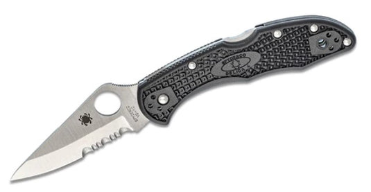 Spyderco Delica 4 Lightweight Black Partially Serrated (C11PSBK)