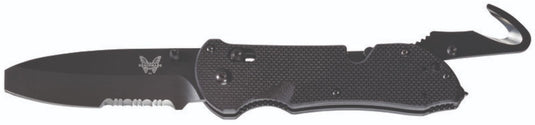 Benchmade Triage® AXIS Lock Black G10 Opposing Bevel w/ Rescue Hook Serrated (916SBK)