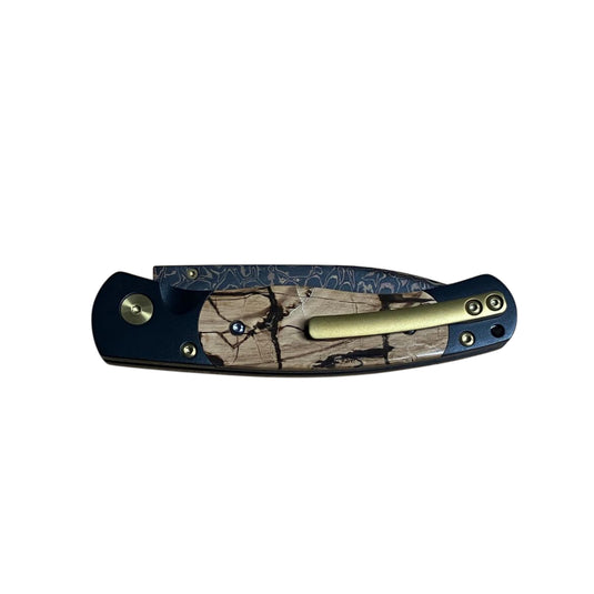 Santa Fe Stoneworks El Rey Damasteel Button Lock, Fossilized Mammoth Tusk (ERFMT)