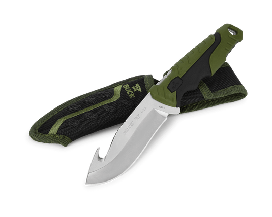 Buck® 657 Pursuit™ Large Guthook 420HC Green/Black (0657GRG)