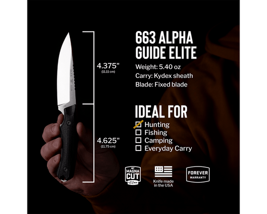 Buck® 663 Alpha Guide Elite, Black G10 Magnacut (0663BKS)