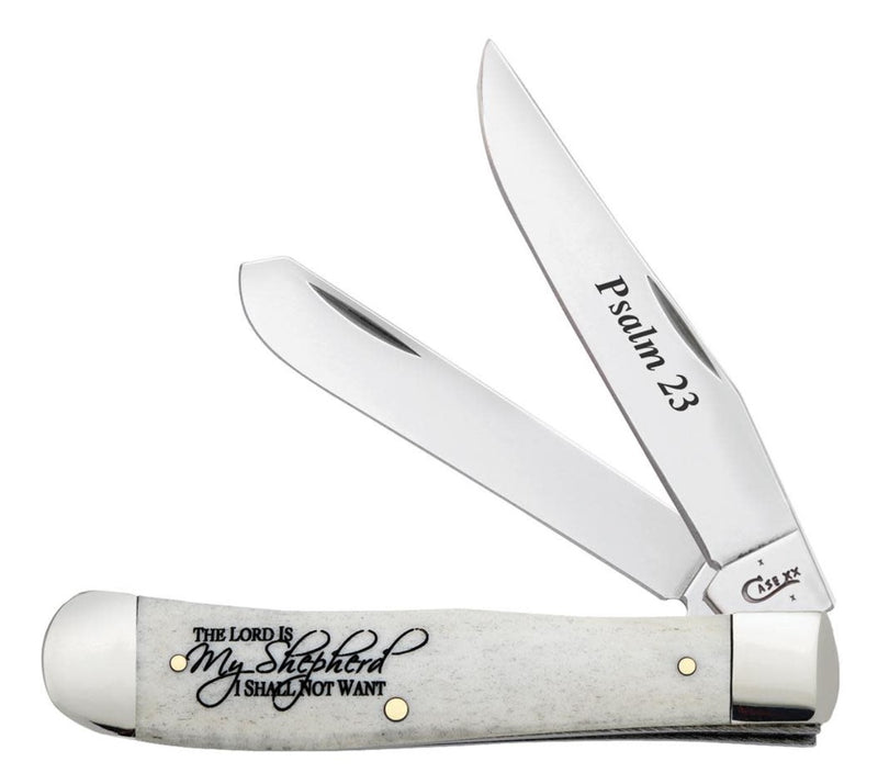 Load image into Gallery viewer, Case Psalm 23 Embellished Smooth Natural Bone Trapper (08795)
