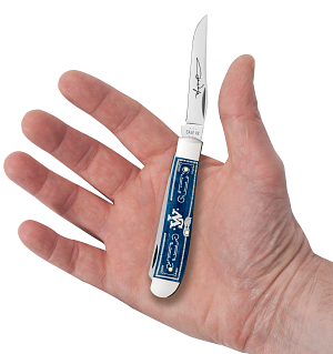 Load image into Gallery viewer, Case John Wayne Smooth Navy Blue Bone Mini Trapper (10720)
