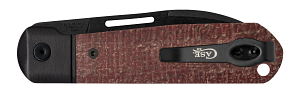 Load image into Gallery viewer, Case Revoindie Black Anodized Aluminum Dark Red Burlap Micarta® Highbanks™ (10768)
