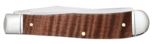 Case Brown Curly Maple Trapper, Fluted Bolsters, Red Cigar Box (10849)