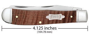 Case Brown Curly Maple Trapper, Fluted Bolsters, Red Cigar Box (10849)