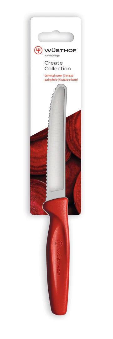 Cargue la imagen en el visor de la galería, Wüsthof Create Collection 4&quot; Serrated Paring Knife, Red (1145302410)
