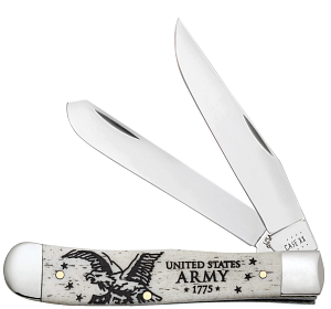 Case U.S. Army Embellished Smooth Natural Bone Trapper (15034)