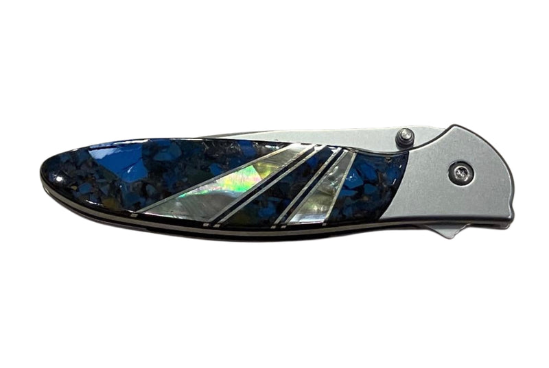 Cargue la imagen en el visor de la galería, Santa Fe Stoneworks Jewelry Collection Kershaw Leek, Mammoth Tusk Fusion Blue with MOP (JS66PB)
