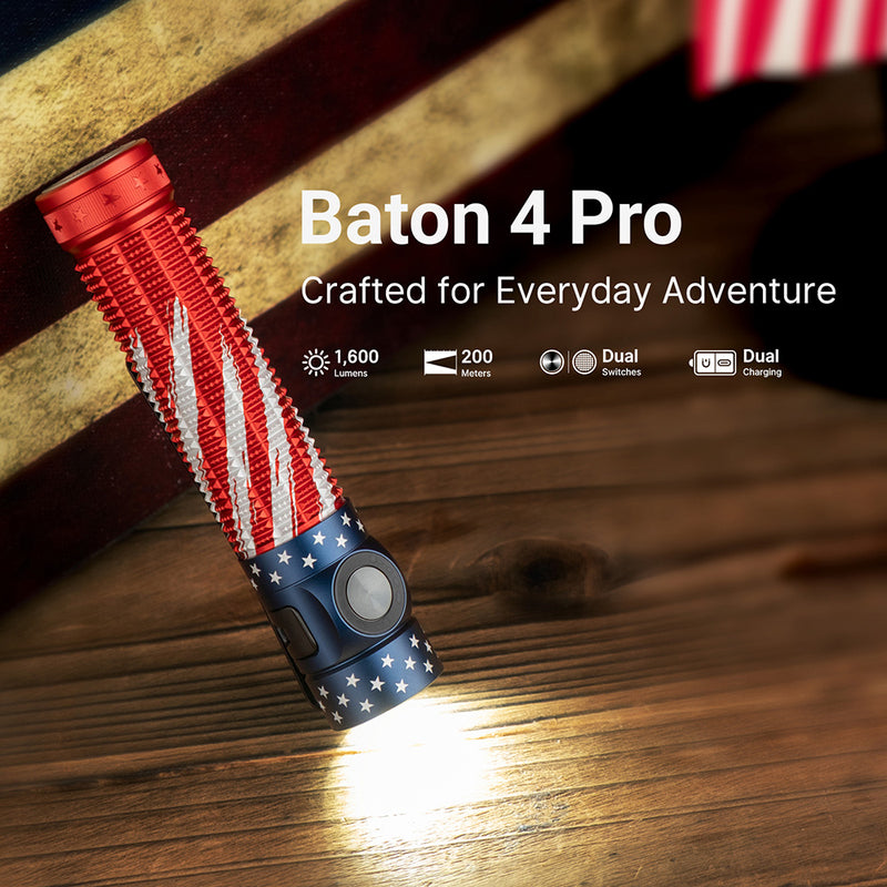 Cargue la imagen en el visor de la galería, Olight Baton 4 Pro Stars &amp; Stripes Edition, Cool White
