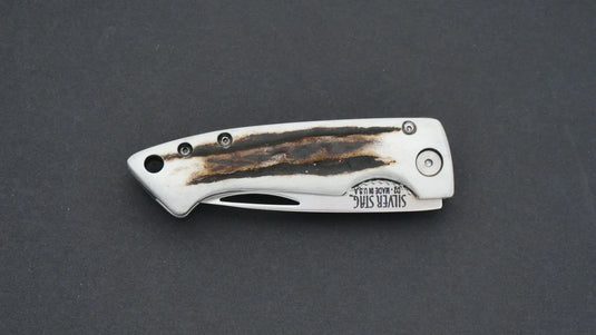 Silver Stag Liner Lock Cub with Leather Sheath (FLLC2.5)