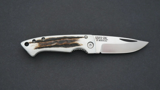 Silver Stag Liner Lock Cub with Leather Sheath (FLLC2.5)