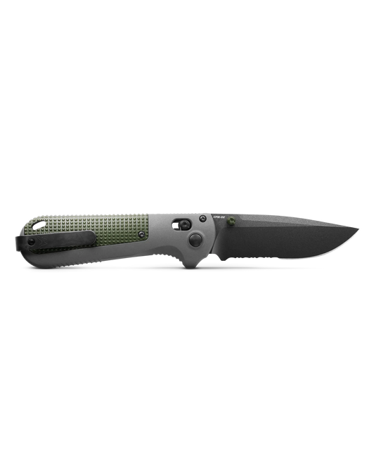 Benchmade Redoubt™ AXIS Lock Serrated Gray Grivory w/ Forrest Green Grip (430SBK)