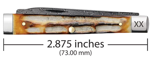 Case Burnt Natural Bone Deep Canyon Jig Baby Doc, Carbon Steel Damascus (27234)