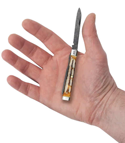 Case Burnt Natural Bone Deep Canyon Jig Baby Doc, Carbon Steel Damascus (27234)