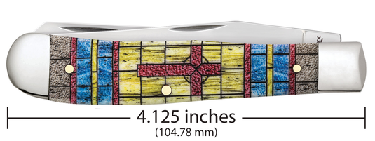 Case Smooth Natural Bone Stained Glass Cross Trapper (38713)