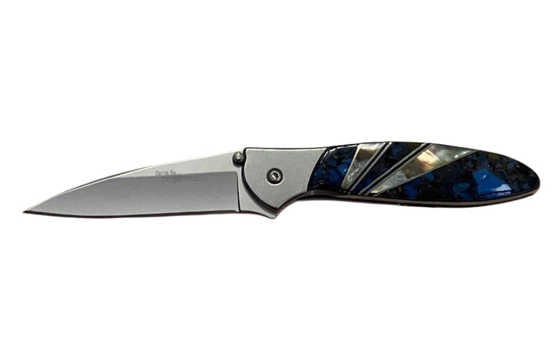 Cargue la imagen en el visor de la galería, Santa Fe Stoneworks Jewelry Collection Kershaw Leek, Mammoth Tusk Fusion Blue with MOP (JS66PB)
