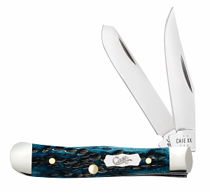 Case Pocket Worn® Peach Seed Jigged Mediterranean Blue Bone Tiny Trapper (51862)