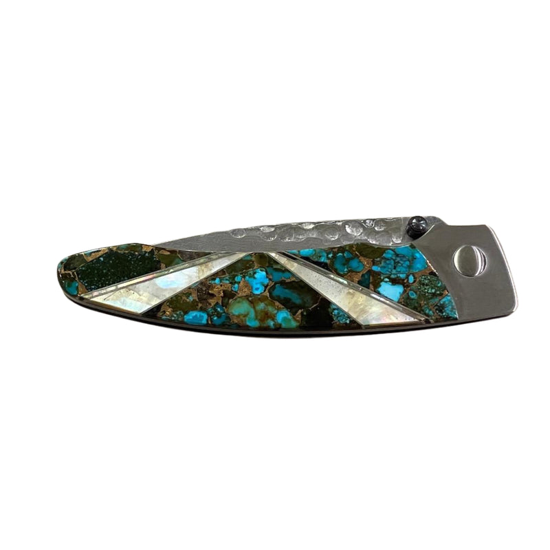 Cargue la imagen en el visor de la galería, Santa Fe Stoneworks Mcusta Kingman Polychrome Turquoise with Bronze &amp; MOP (MC01Q)
