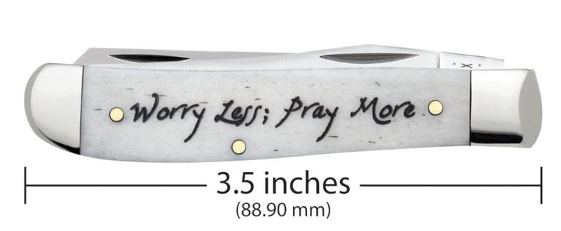 Load image into Gallery viewer, Case Worry Less, Pray More Embellished Smooth Natural Bone Mini Trapper (60869)
