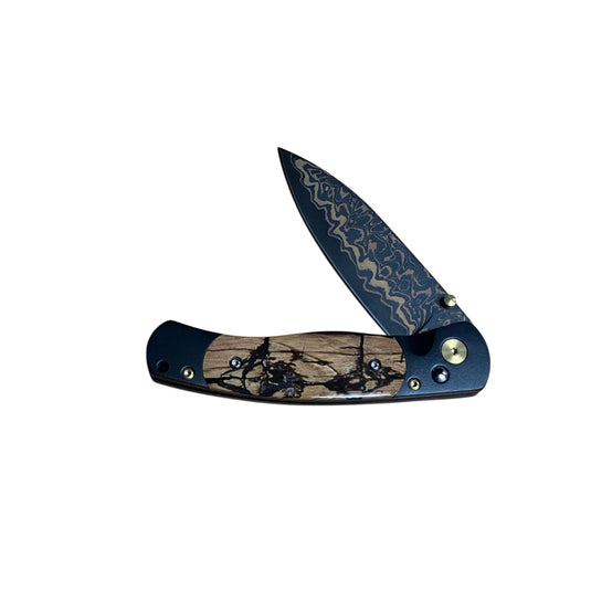 Santa Fe Stoneworks El Rey Damasteel Button Lock, Fossilized Mammoth Tusk (ERFMT)