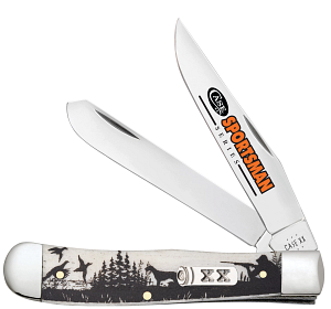 Load image into Gallery viewer, Case Sportsman Series Smooth Natural Bone Trapper, Hunter w/ Bird Dog (81224)
