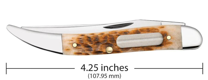 Load image into Gallery viewer, Case Amber Bone Peach Seed Jig Fishing Knife (10726)
