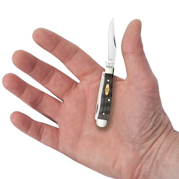 Cargue la imagen en el visor de la galería, Case Black Curly Oak Wood Smooth Tiny Trapper (14012)
