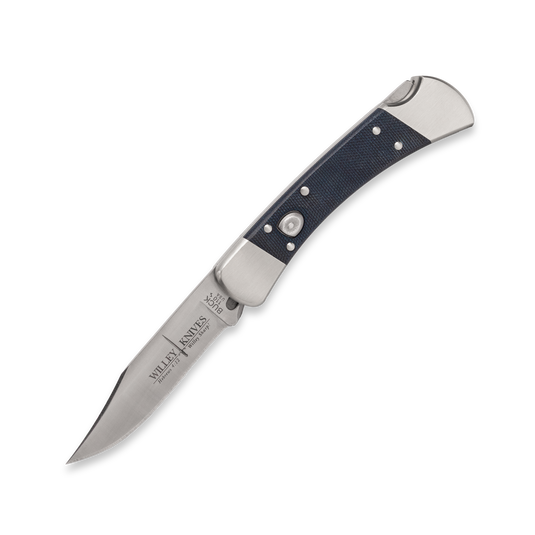 Willey Knives Custom Buck 110 Auto, Denim Micarta, Signed by CJ Buck!