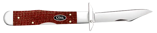 Cargue la imagen en el visor de la galería, Case Dark Red Burlap Micarta Cheetah® Cub, Carbon Steel (12277)
