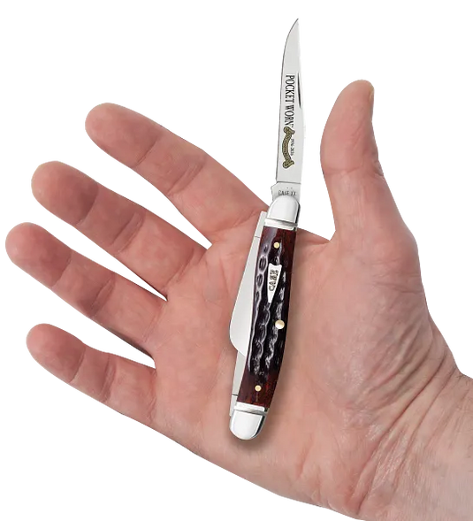 Case Pocket Worn® Corn Cob Jig Mahogany Bone Medium Stockman, Fluted (55232)